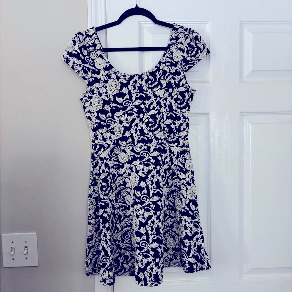 Floral Black and White Dress